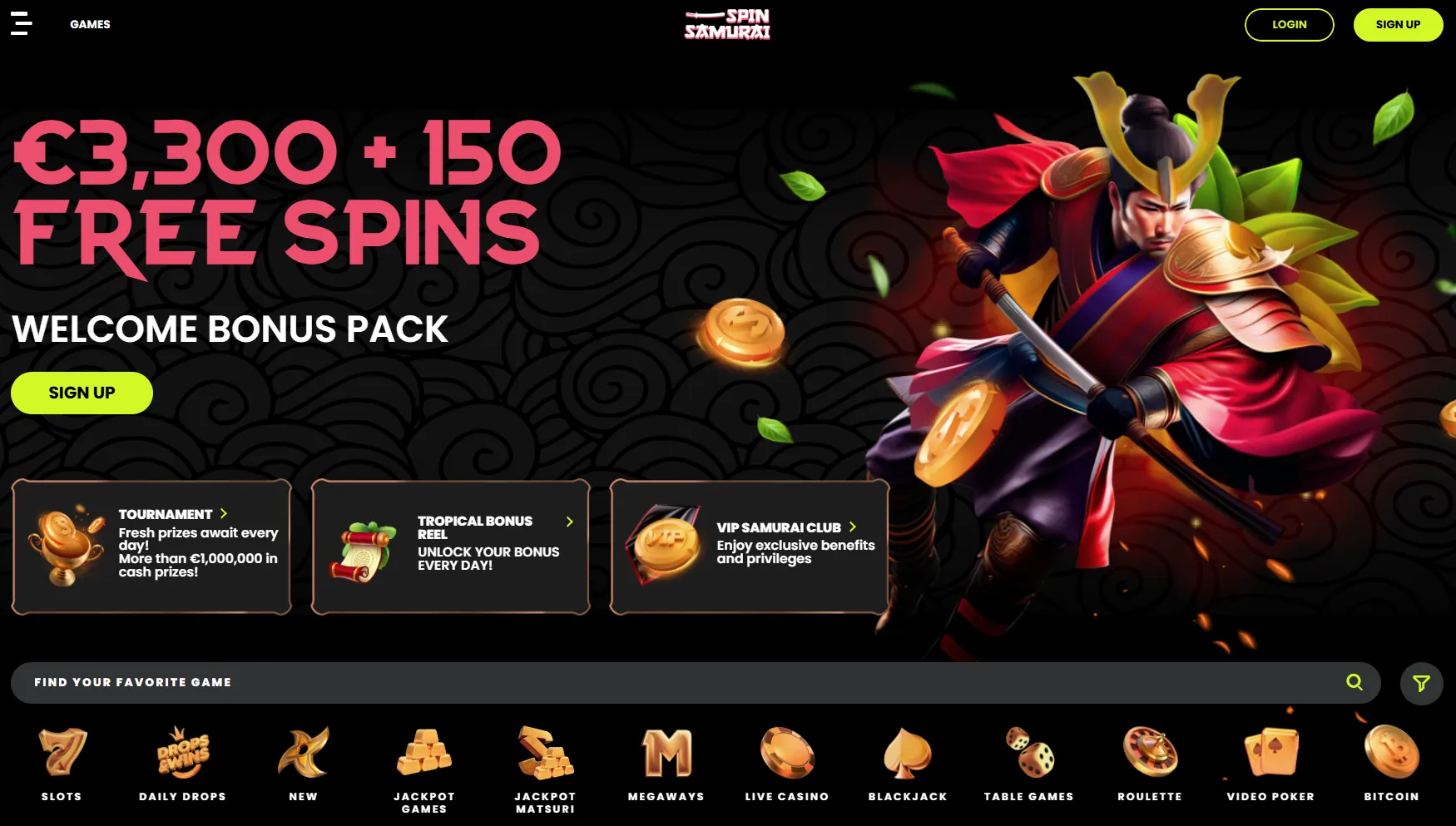 Illustration of starting the casino experience at Spin Samurai.
